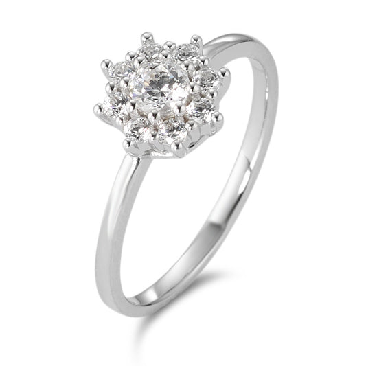 Solitaire ring 9k White Gold Zirconia White, 9 Stones Ø7.8 mm