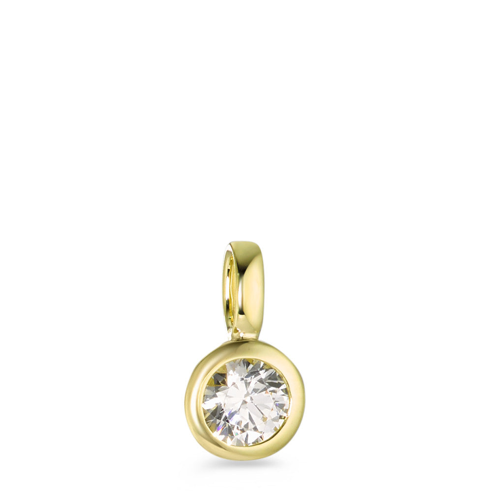 Pendant 9k Yellow Gold Zirconia White Ø7 mm