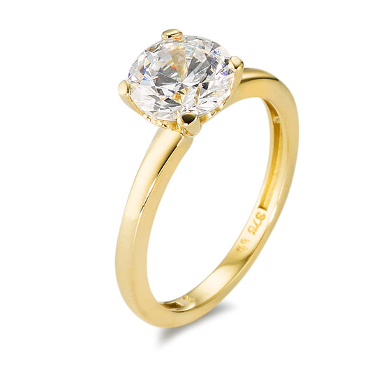 Solitaire ring 9k Yellow Gold Zirconia White Ø7 mm