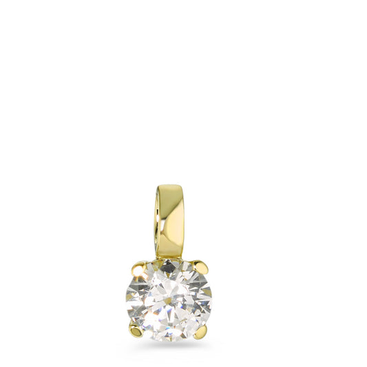 Pendant 9k Yellow Gold Zirconia White Ø7 mm