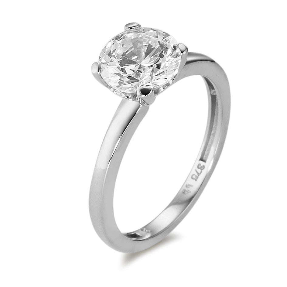 Solitaire ring 9k White Gold Zirconia White Ø7 mm