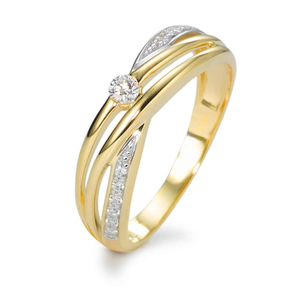 Ring 9k Yellow Gold Zirconia White, 13 Stones