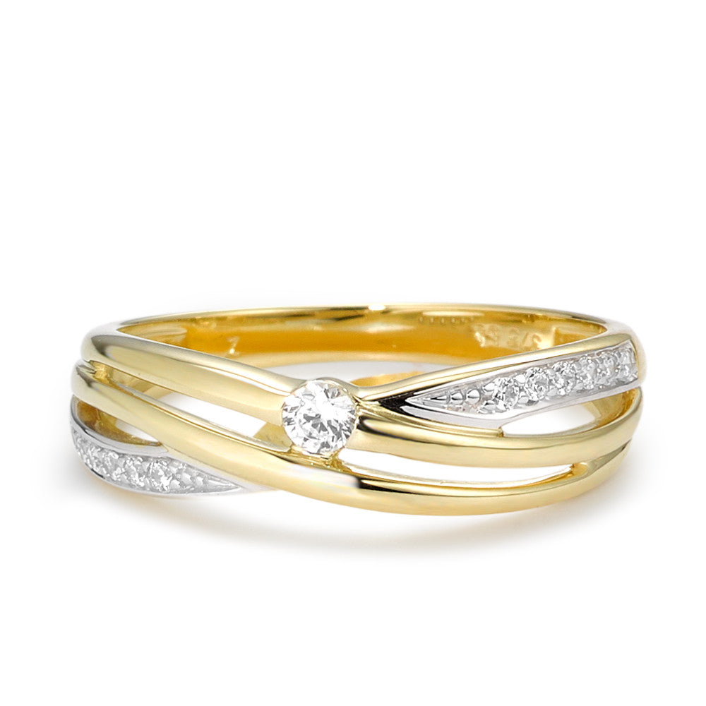 Ring 9k Yellow Gold Zirconia White, 13 Stones