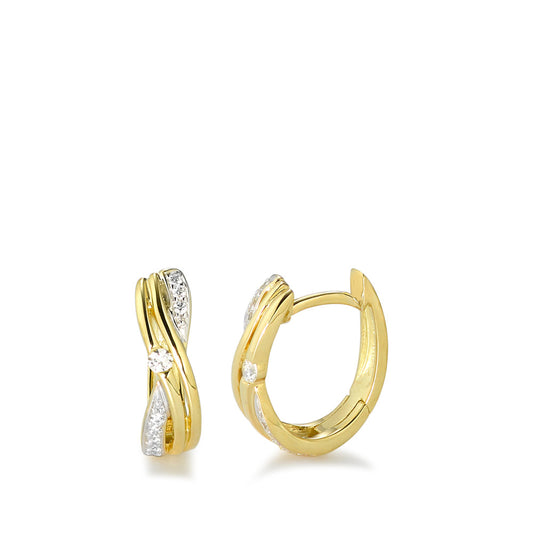 Hinged hoop 9k Yellow Gold Zirconia White, 18 Stones