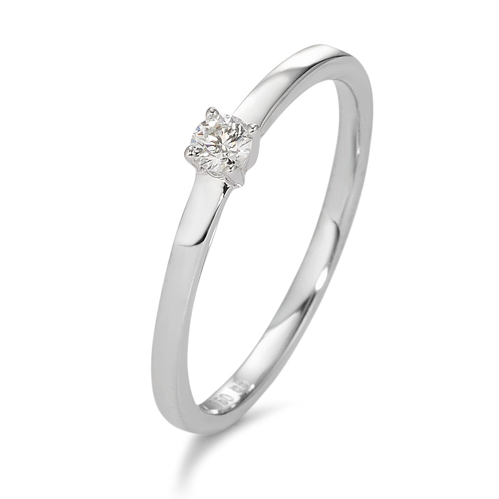 Solitaire ring 18k White Gold Diamond White, 0.10 ct, brilliant, w-si