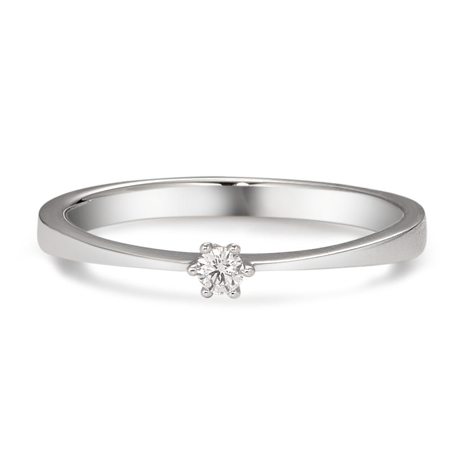 Solitaire ring 18k White Gold Diamond White, 0.05 ct, brilliant, w-si