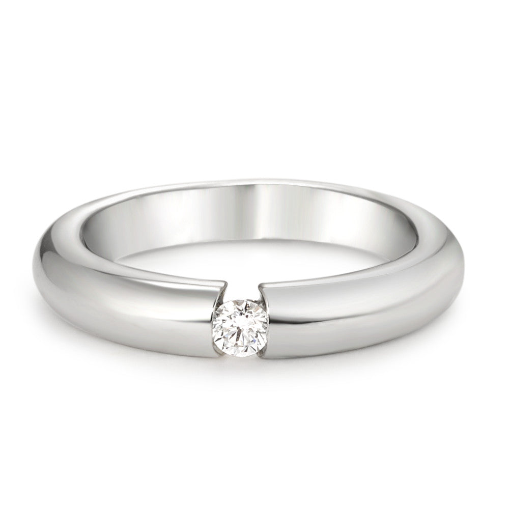 Solitaire ring 18k White Gold Diamond White, 0.10 ct, brilliant, w-si