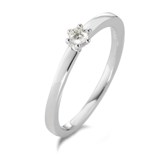 Solitaire ring 18k White Gold Diamond White, 0.09 ct, brilliant, w-si