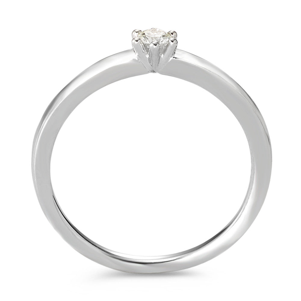 Solitaire ring 18k White Gold Diamond White, 0.09 ct, brilliant, w-si