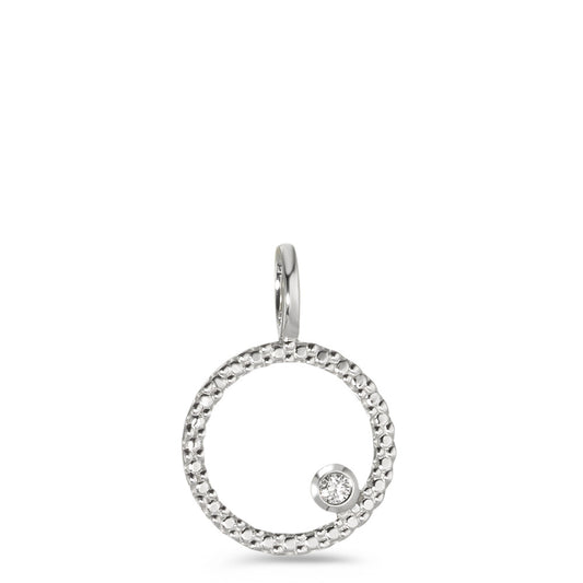 Pendant 9k White Gold Diamond White, 0.02 ct, brilliant, p1 Ø11 mm