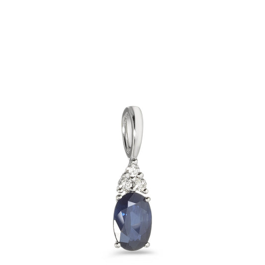 Pendant 9k White Gold Sapphire Blue, oval, Diamond White, 0.04 ct, 2 Stones, p1