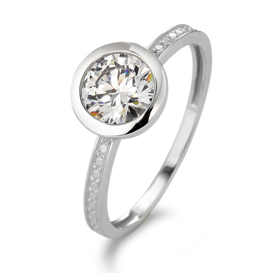 Solitaire ring 9k White Gold Zirconia White Ø8 mm