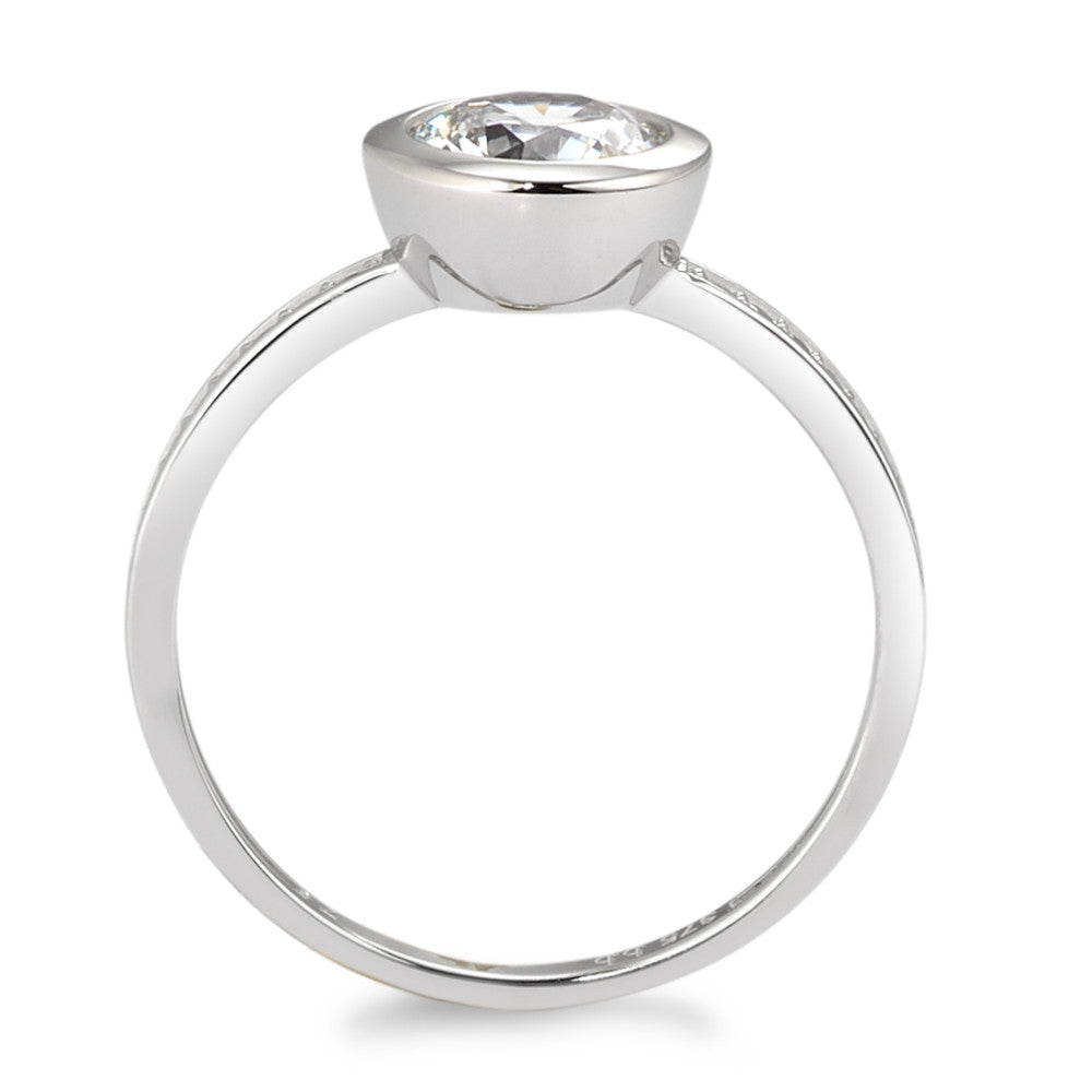 Solitaire ring 9k White Gold Zirconia White Ø8 mm