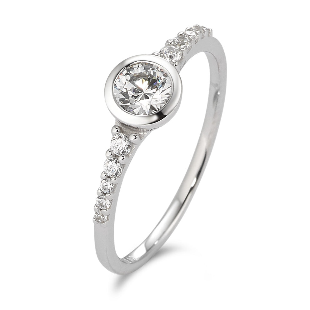 Solitaire ring 9k White Gold Zirconia White, 11 Stones Ø5.8 mm