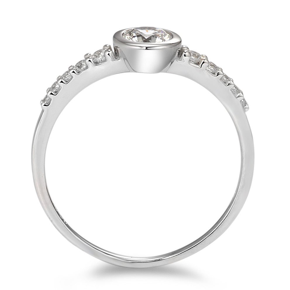 Solitaire ring 9k White Gold Zirconia White, 11 Stones Ø5.8 mm