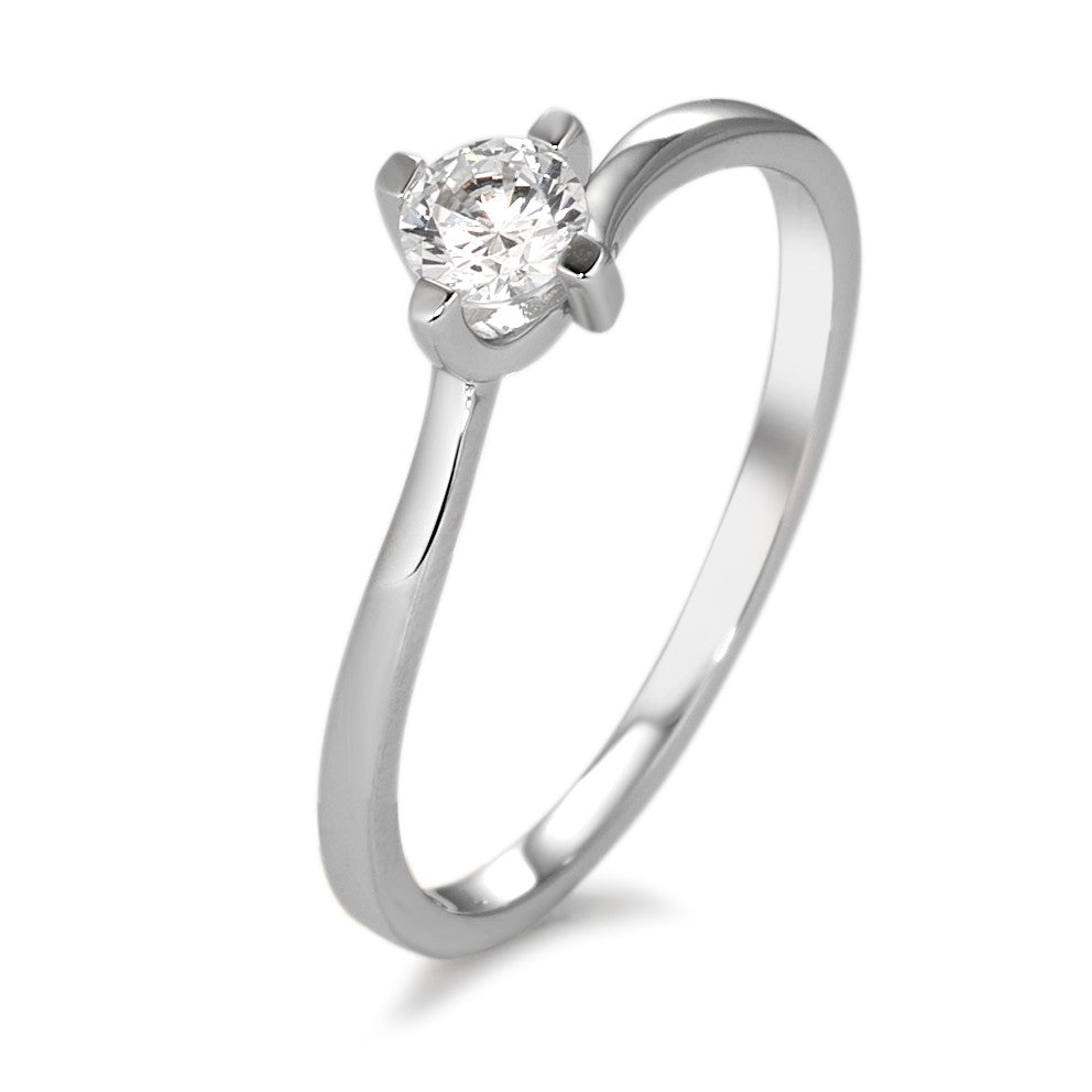 Solitaire ring 9k White Gold Zirconia White Ø3.5 mm