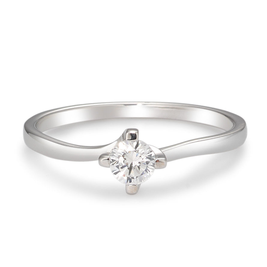 Solitaire ring 9k White Gold Zirconia White Ø3.5 mm