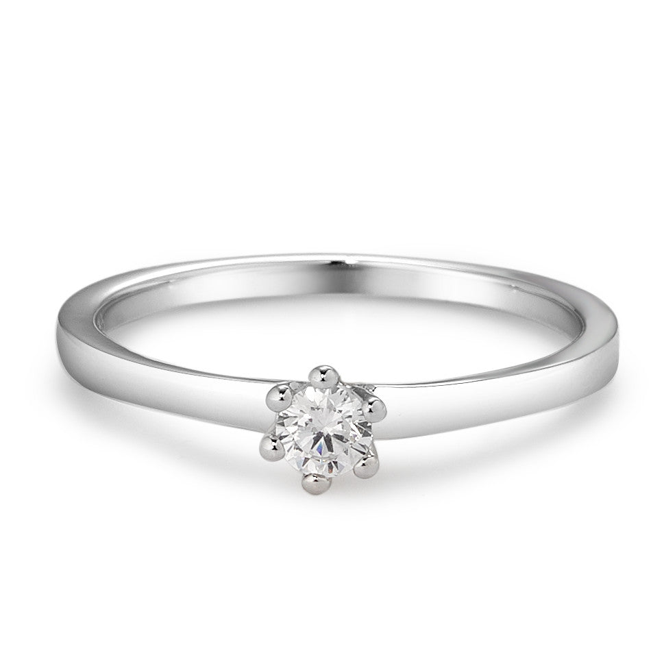 Solitaire ring 9k White Gold Zirconia White Ø3.4 mm