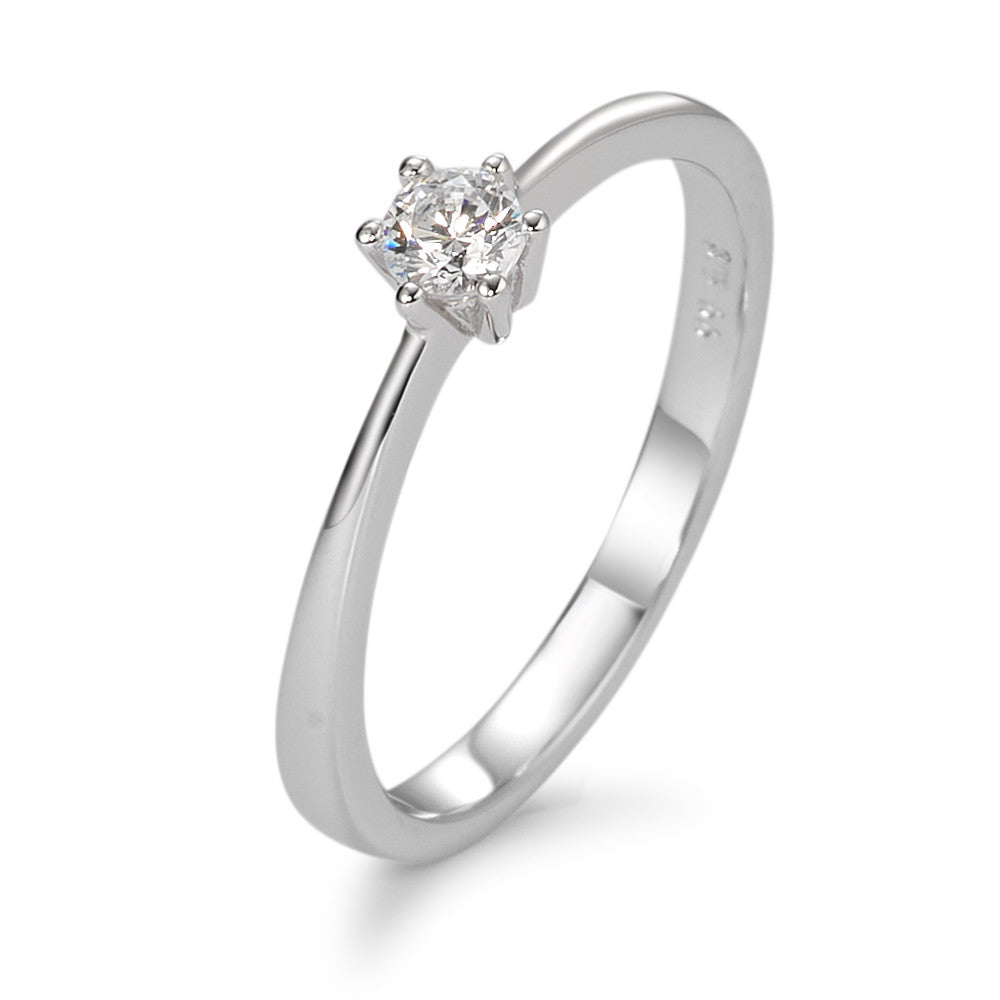 Solitaire ring 9k White Gold Zirconia White Ø3 mm