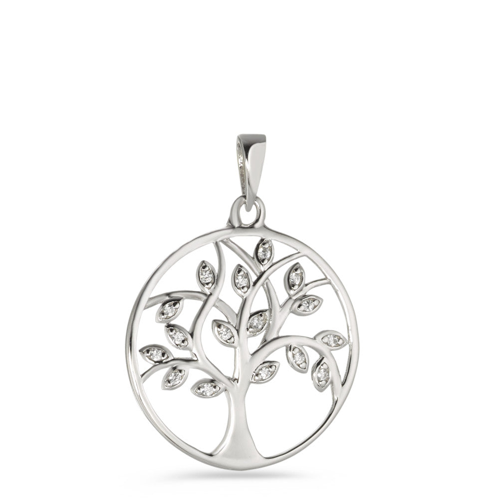 Pendant Silver Zirconia 16 Stones Rhodium plated Tree Of Life Ø20 mm