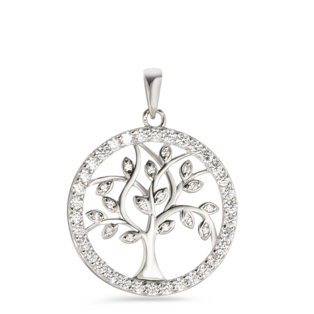 Pendant Silver Zirconia Rhodium plated Tree Of Life Ø23 mm