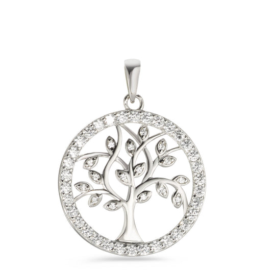 Pendant Silver Zirconia Rhodium plated Tree Of Life Ø23 mm