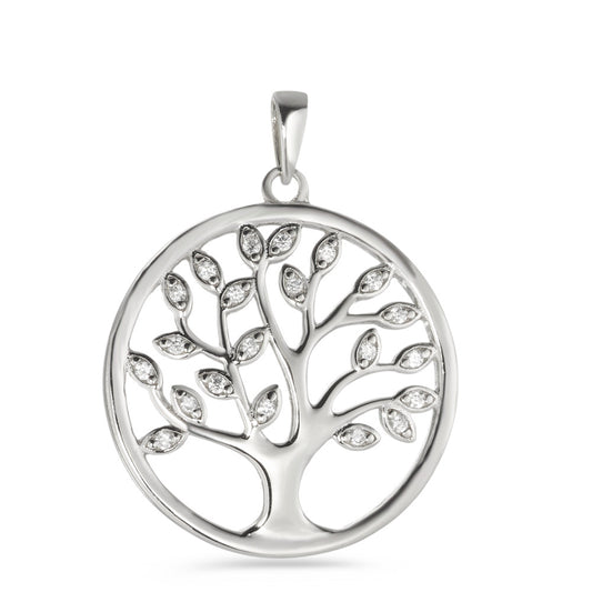 Pendant Silver Zirconia 21 Stones Rhodium plated Tree Of Life Ø25 mm