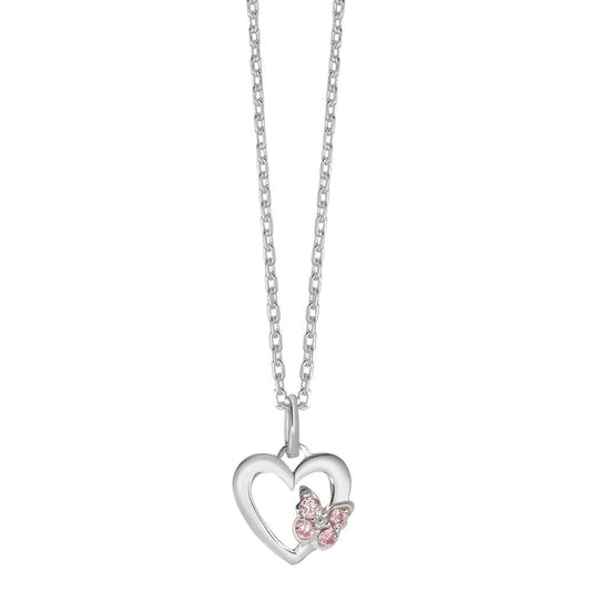 Chain necklace with pendant Silver Zirconia Rose, 4 Stones Butterfly 36-38 cm