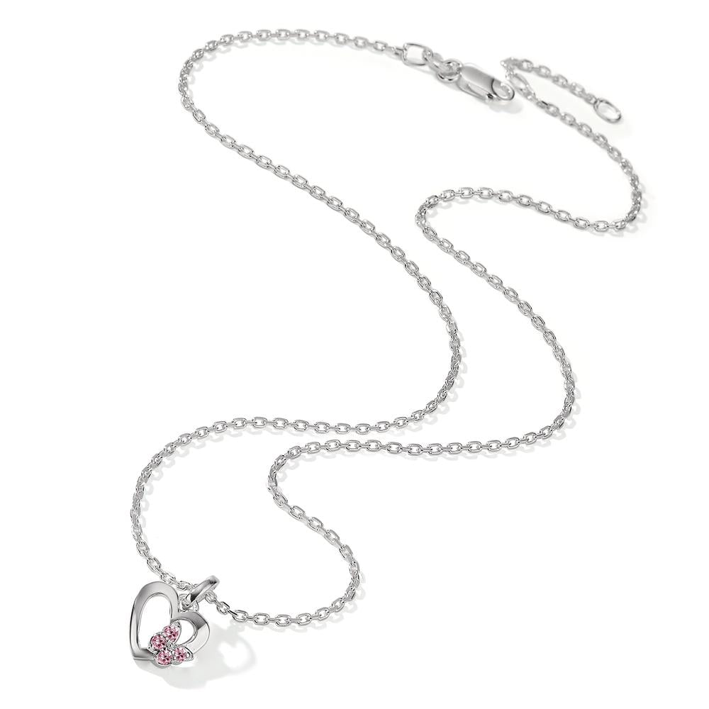 Chain necklace with pendant Silver Zirconia Rose, 4 Stones Butterfly 36-38 cm