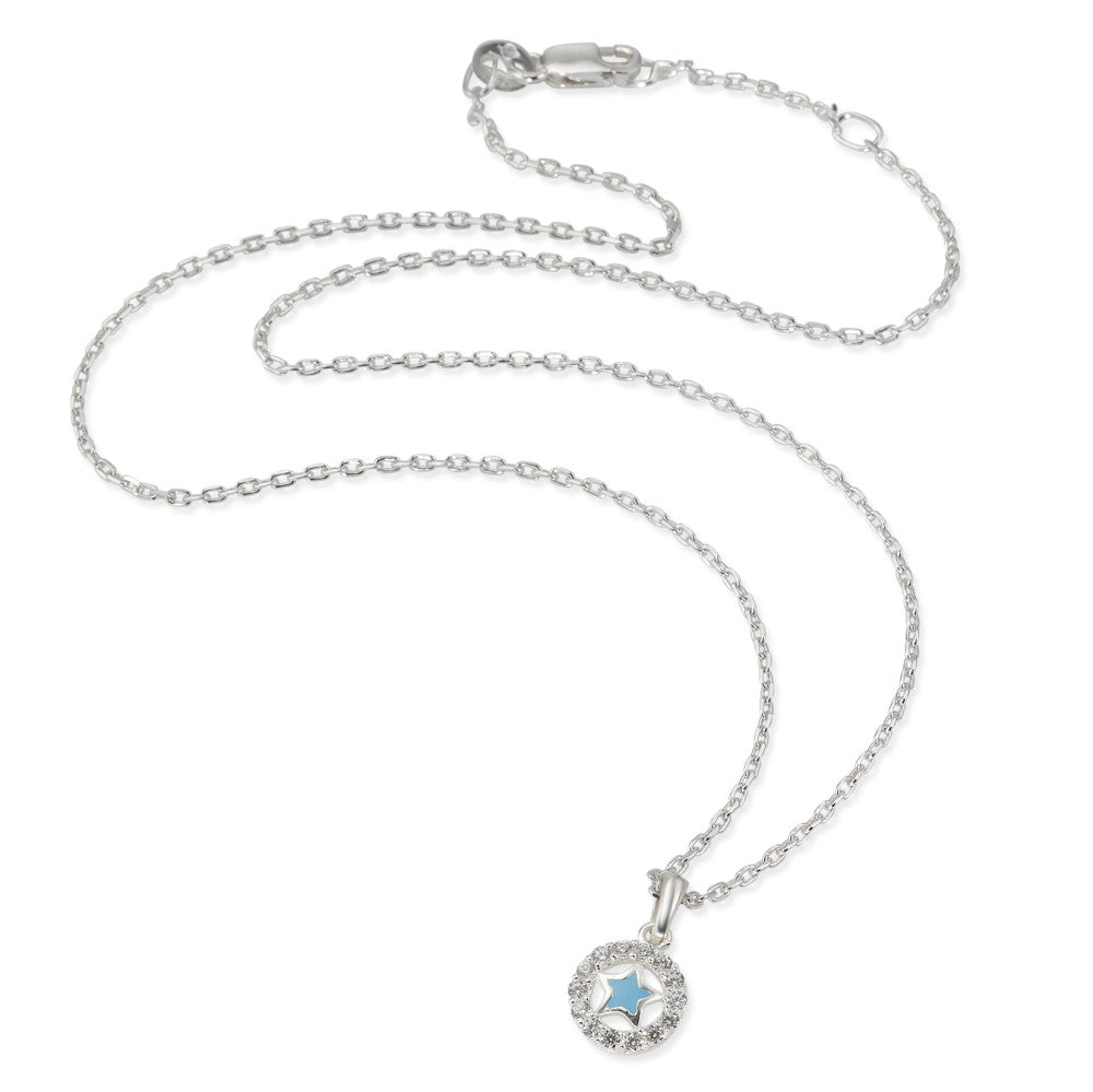 Necklace with pendant Silver Zirconia Lacquered Star 36-38 cm Ø8.5 mm