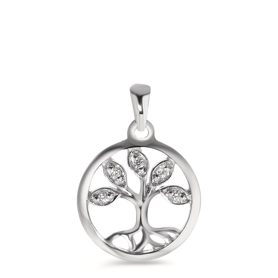 Pendant 18k White Gold Zirconia 5 Stones Tree Of Life Ø12 mm