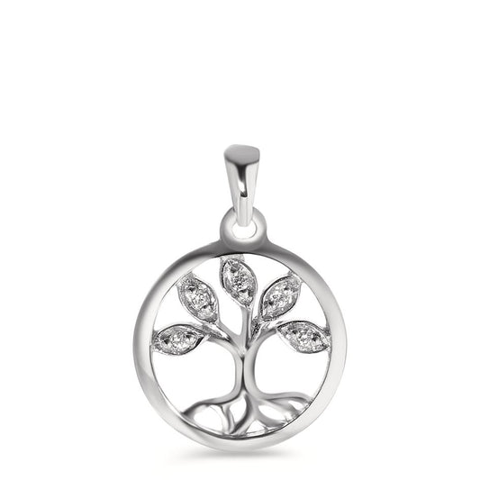 Pendant 18k White Gold Zirconia 5 Stones Tree Of Life Ø12 mm