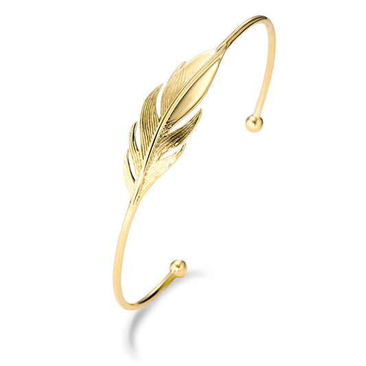 Bangle Bronze Yellow Gold plated Feather Ø55 mm