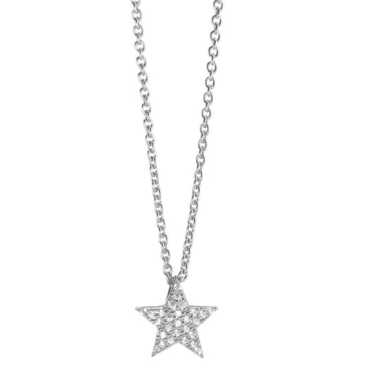 Necklace with pendant Silver Zirconia Rhodium plated Star 41-45 cm