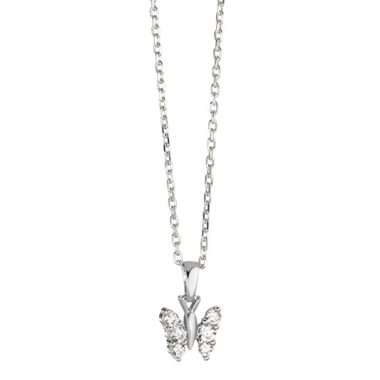 Necklace with pendant Silver Zirconia White, 6 Stones Rhodium plated 36-38 cm