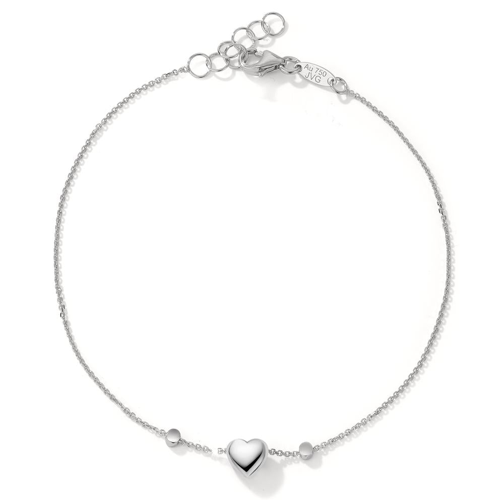 Bracelet 18k White Gold Heart 17-19 cm Ø4.5 mm