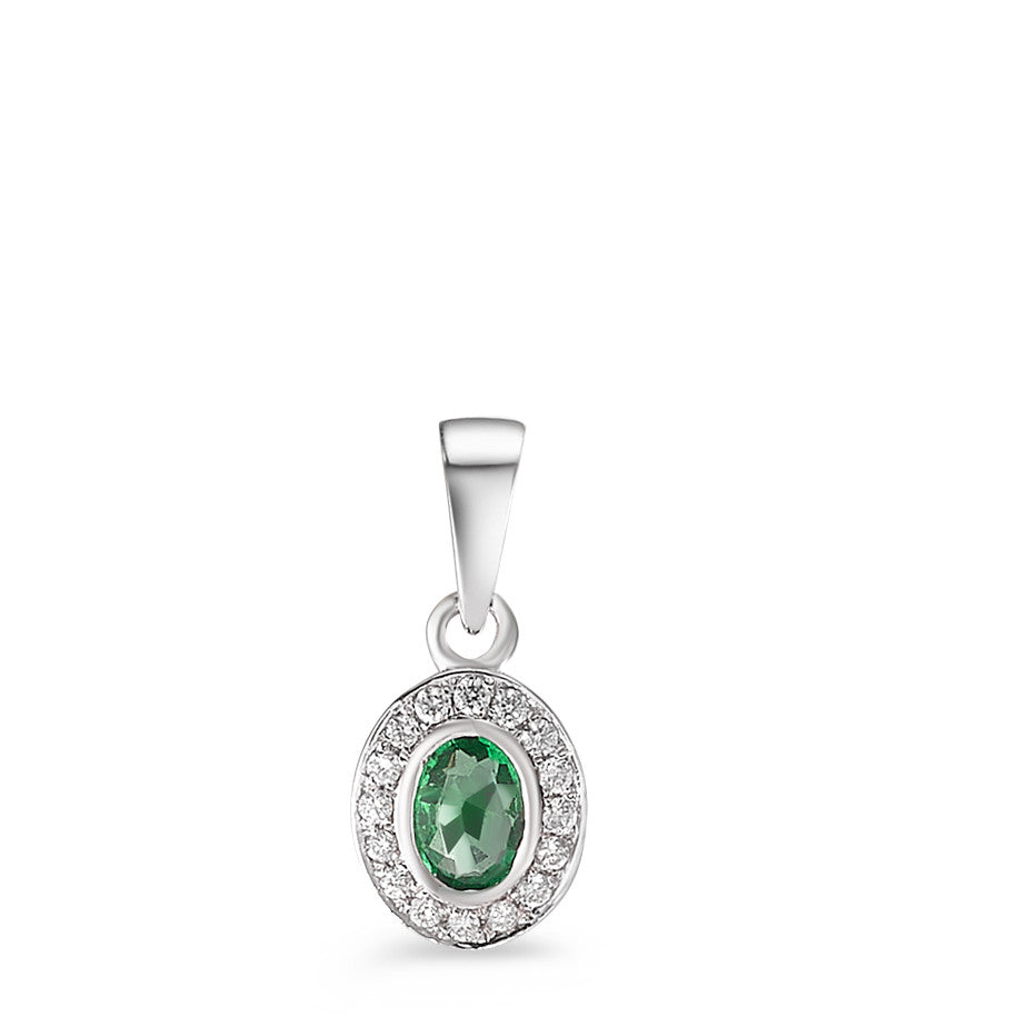 Pendant 18k White Gold Diamond 0.04 ct, 17 Stones, w-si, Emerald