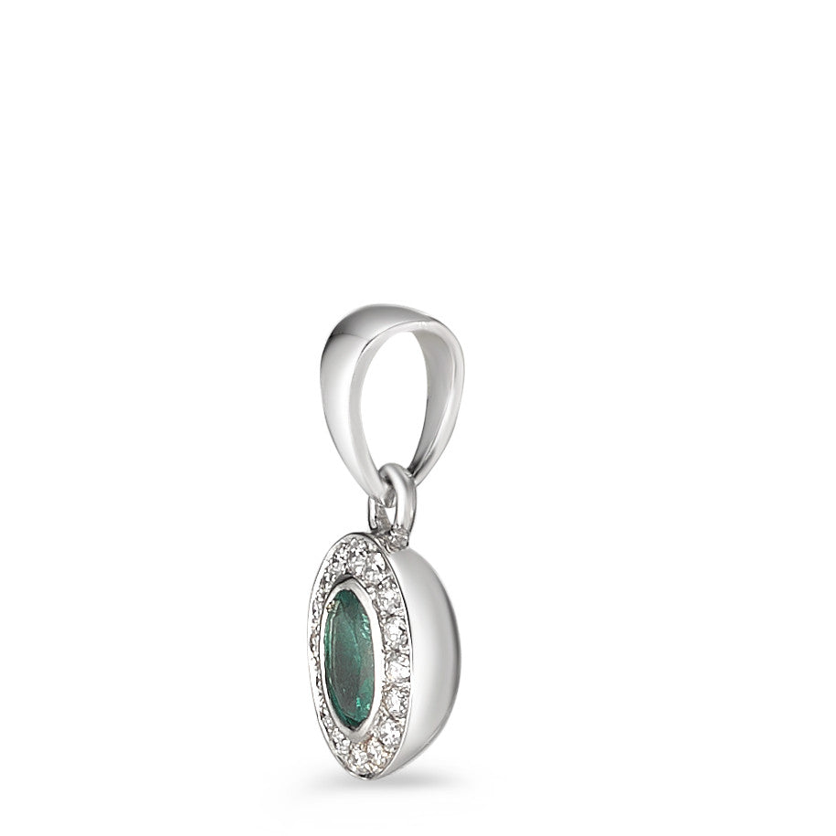 Pendant 18k White Gold Diamond 0.04 ct, 17 Stones, w-si, Emerald