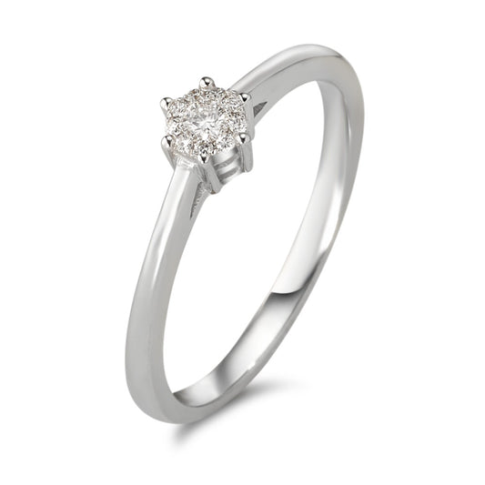 Solitaire ring 18k White Gold Diamond 0.08 ct, 10 Stones, w-si