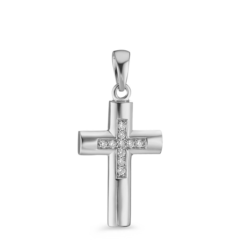 Pendant 18k White Gold Diamond 0.045 ct, 10 Stones, w-si Cross