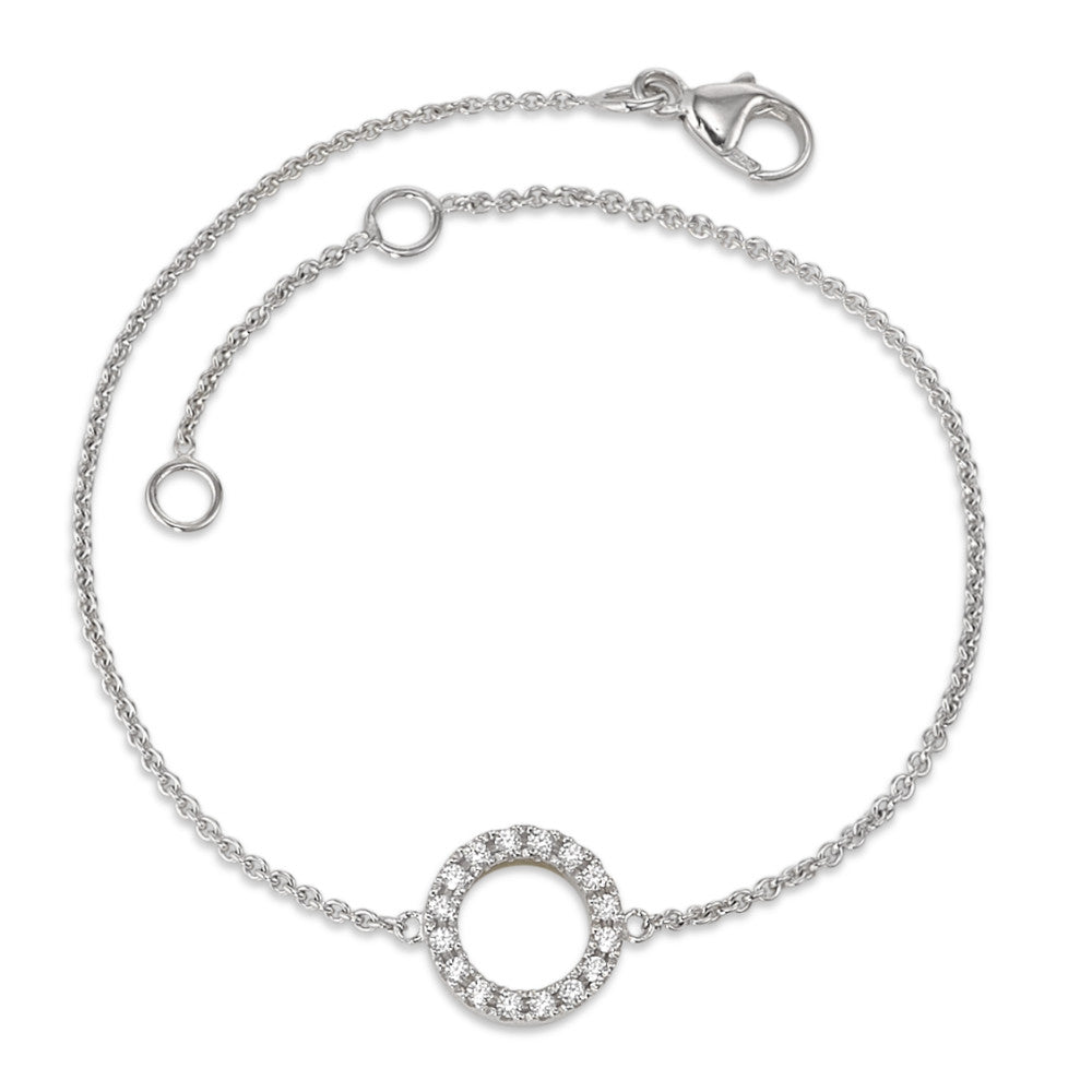 Bracelet 9k White Gold Zirconia 16 Stones 15.5-17.5 cm