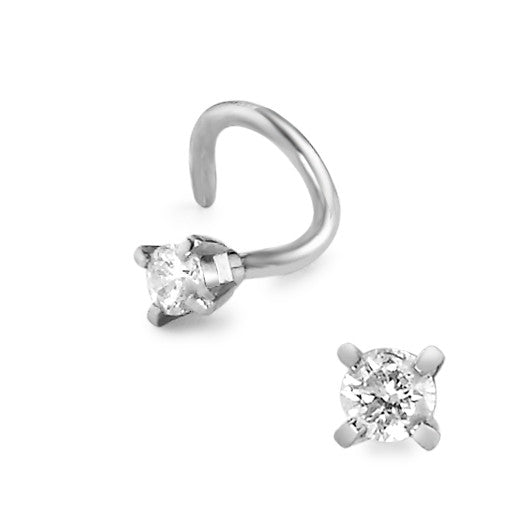 Nose Stud 18k White Gold Diamond White, 0.023 ct, w-si Ø2 mm