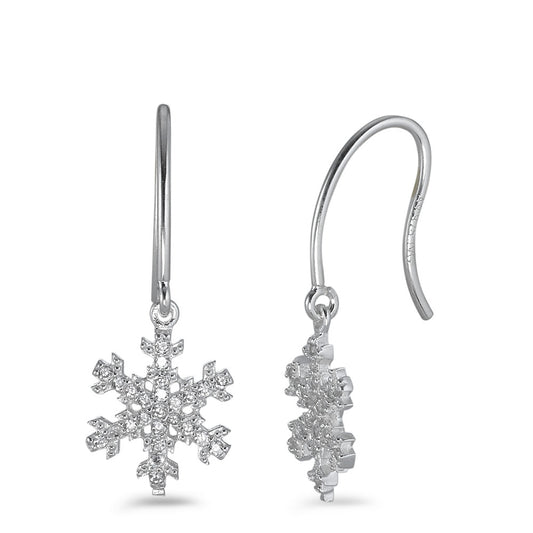 Drop Earrings Silver Zirconia Snowflake