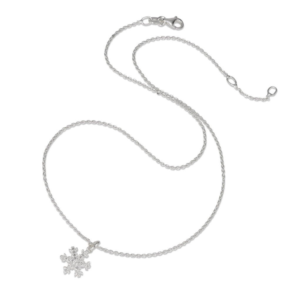 Necklace with pendant Silver Zirconia Snowflake 38-40 cm Ø9 mm