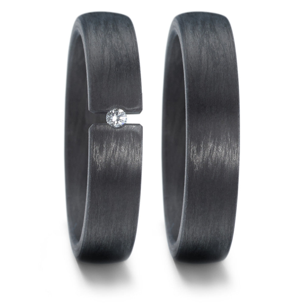 Wedding Ring Carbon Diamond 0.03 ct, w-si