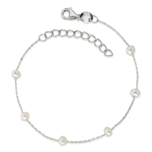 Bracelet Silver Rhodium plated Freshwater pearl 15-18 cm