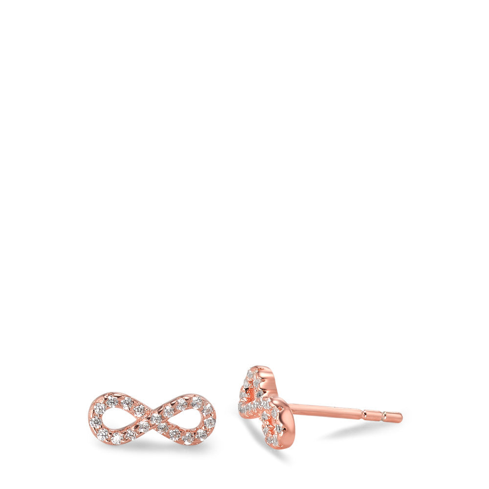 Stud earrings Silver Zirconia 36 Stones Rose Gold plated Infinity