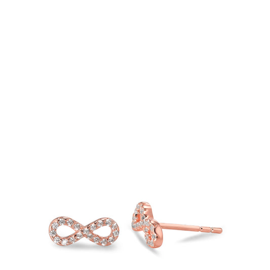 Stud earrings Silver Zirconia 36 Stones Rose Gold plated Infinity