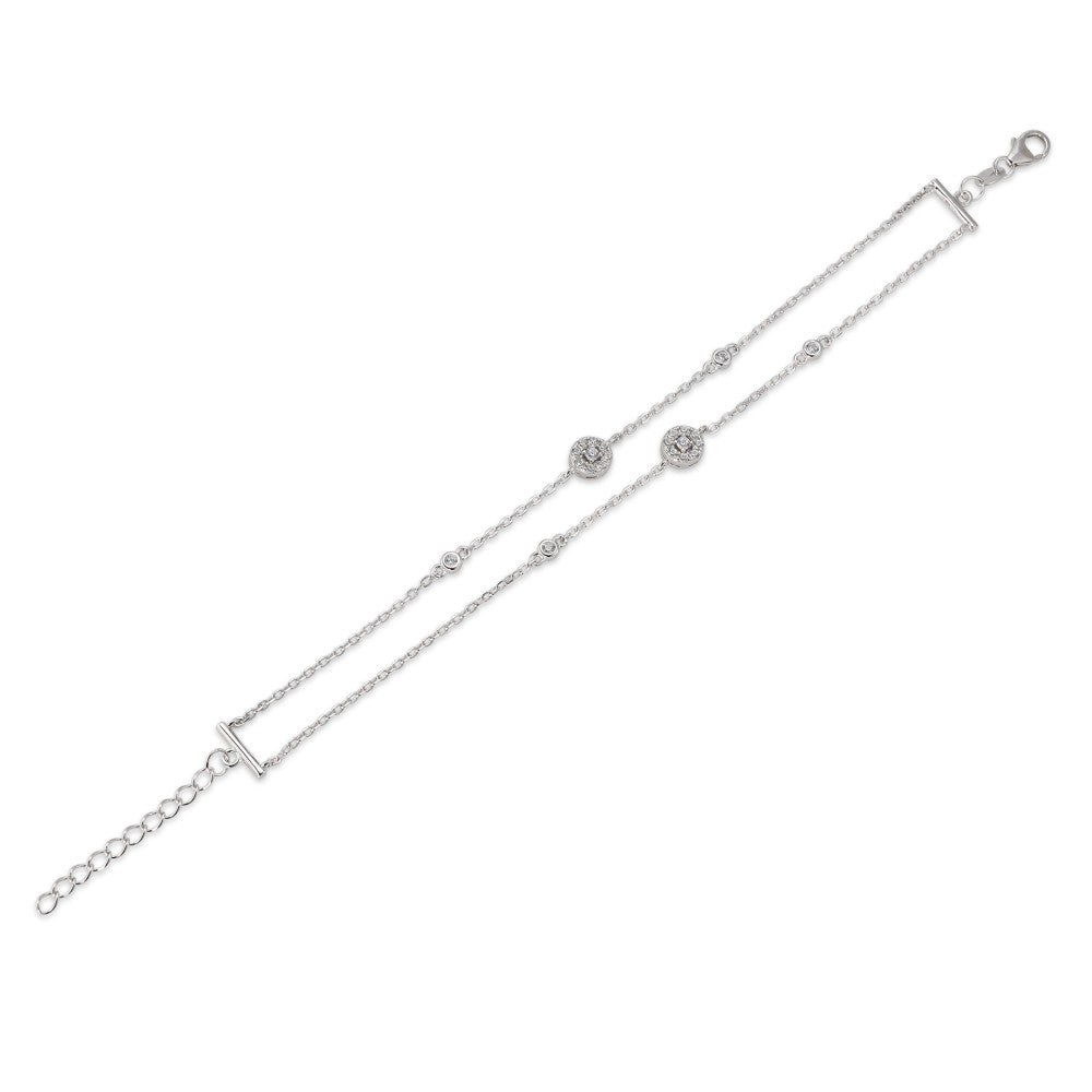 Bracelet Silver Zirconia Rhodium plated 16-19 cm