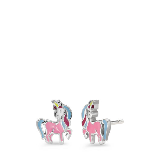 Stud earrings Silver Rhodium plated Unicorn